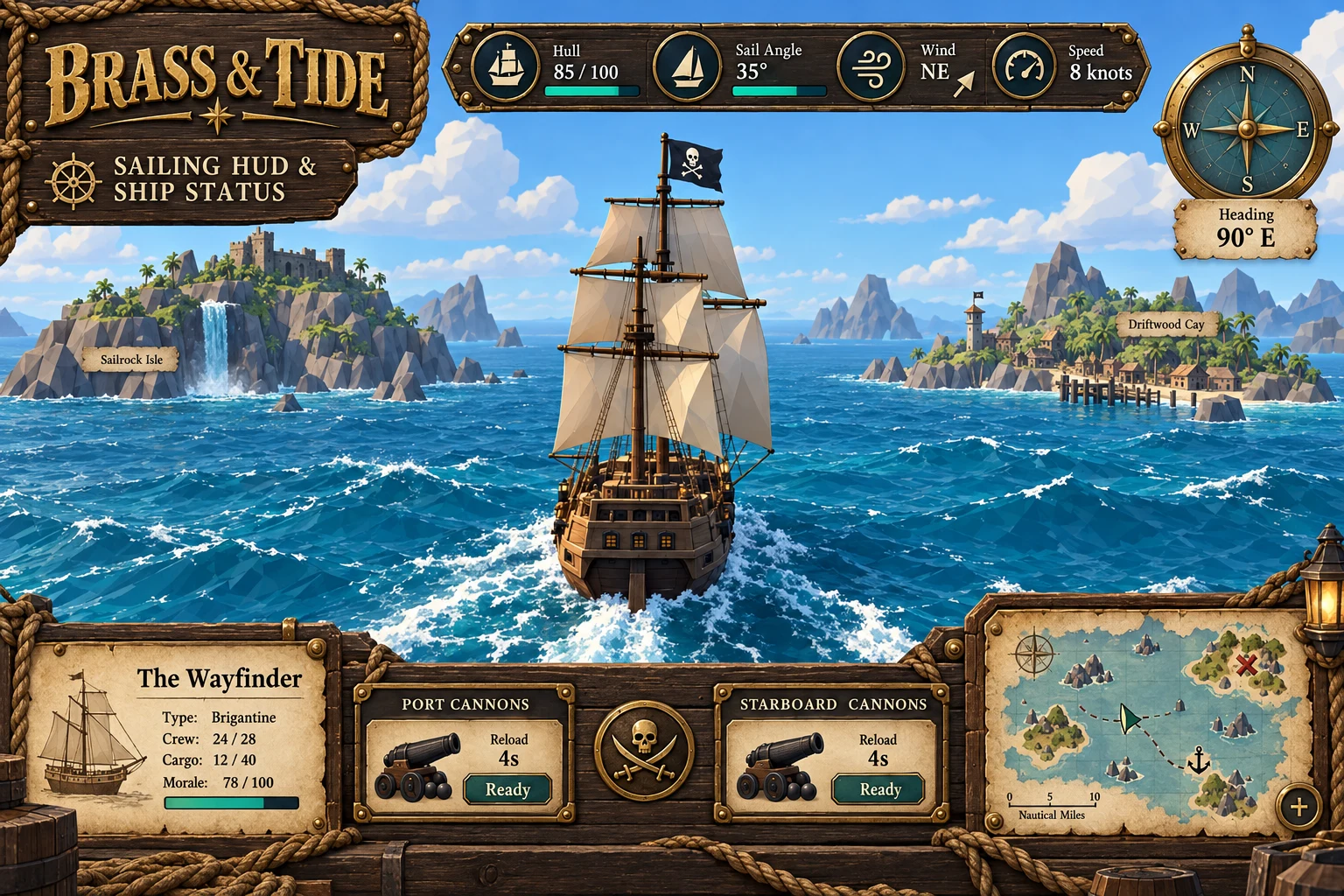 Brass & Tide · HUD concept screen
