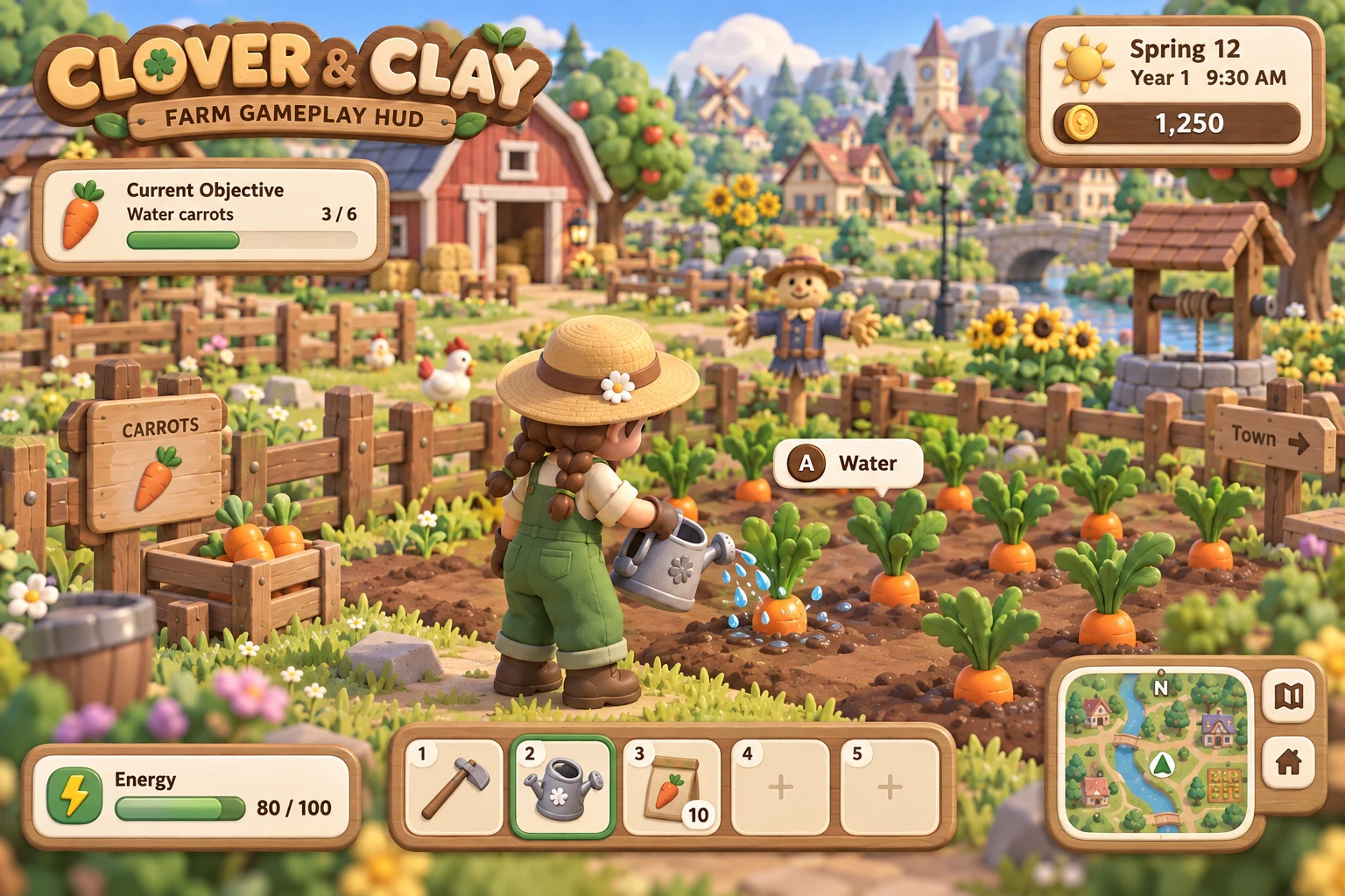 Clover & Clay · HUD concept screen