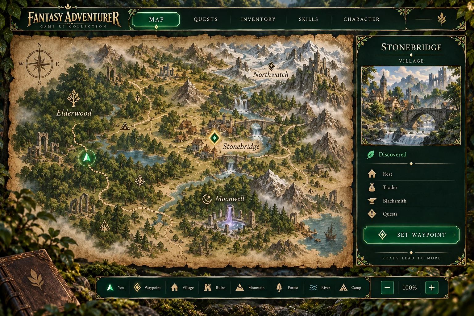Fantasy Adventurer · World map concept screen
