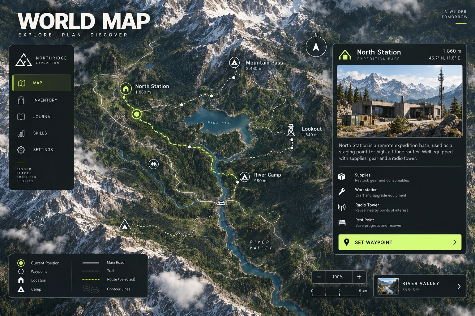 Modern Essentials · Map concept screen