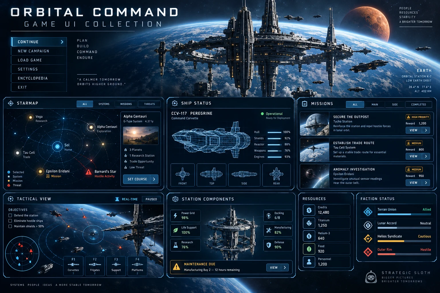 Orbital Command collection overview with matching game screens and controls
