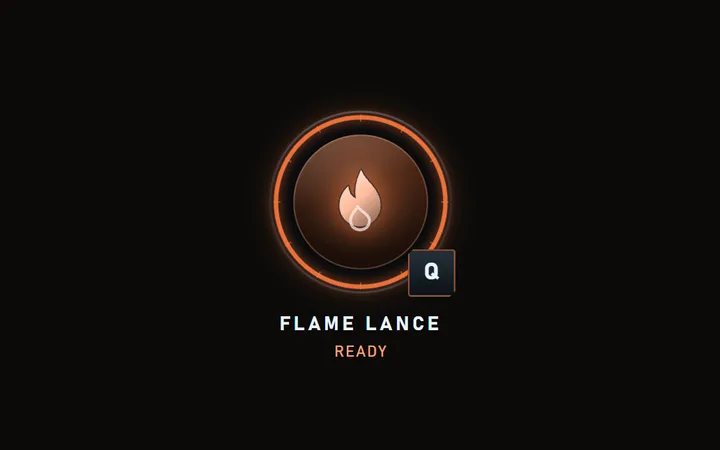 Cooldown ring component: ready state and key prompt