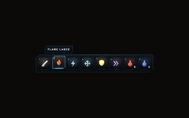 Hotbar component: slots, keybinds and counts