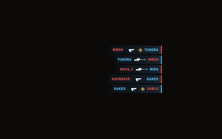 Kill feed component: team colours and weapon icons