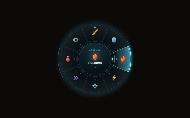 Radial menu component: ability wheel with charges