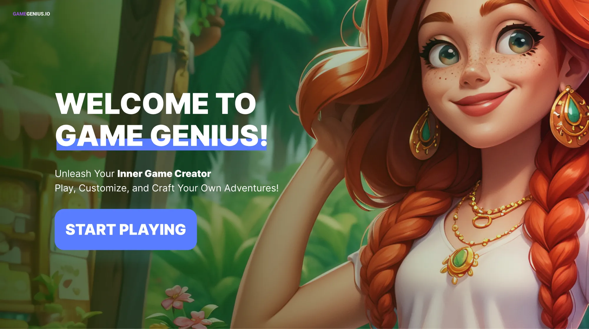 Game Genius: First-run welcome. The rendered opening screen of the creation flow.