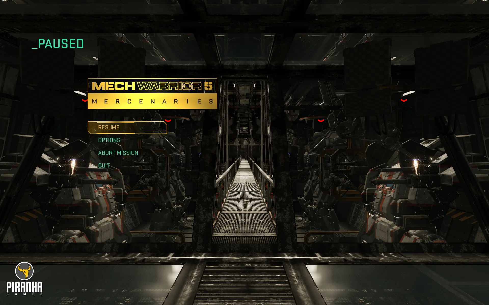 Pause menu