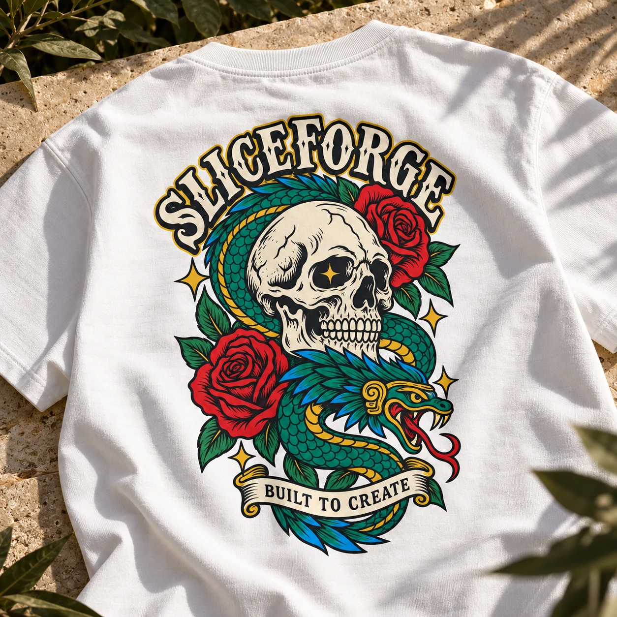 Skull Bloom Heavyweight Tee: Full back print